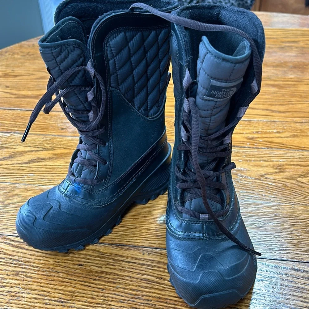 The North Face Thermoball Waterproof girls winter boots.  Black. Size 2.